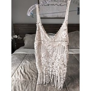 Fringe/ Lace Slip Tank Top